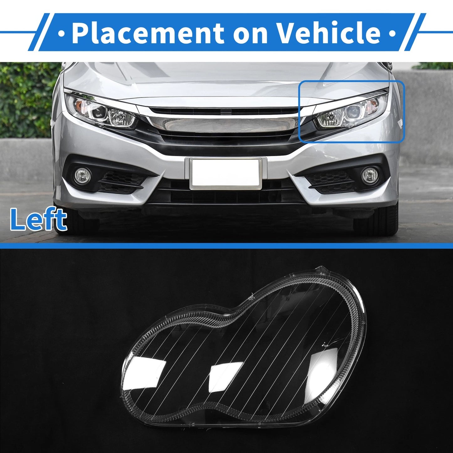 1 Pcs Headlight Lens Cover for Mercedes-Benz C-Class (2001–2017)