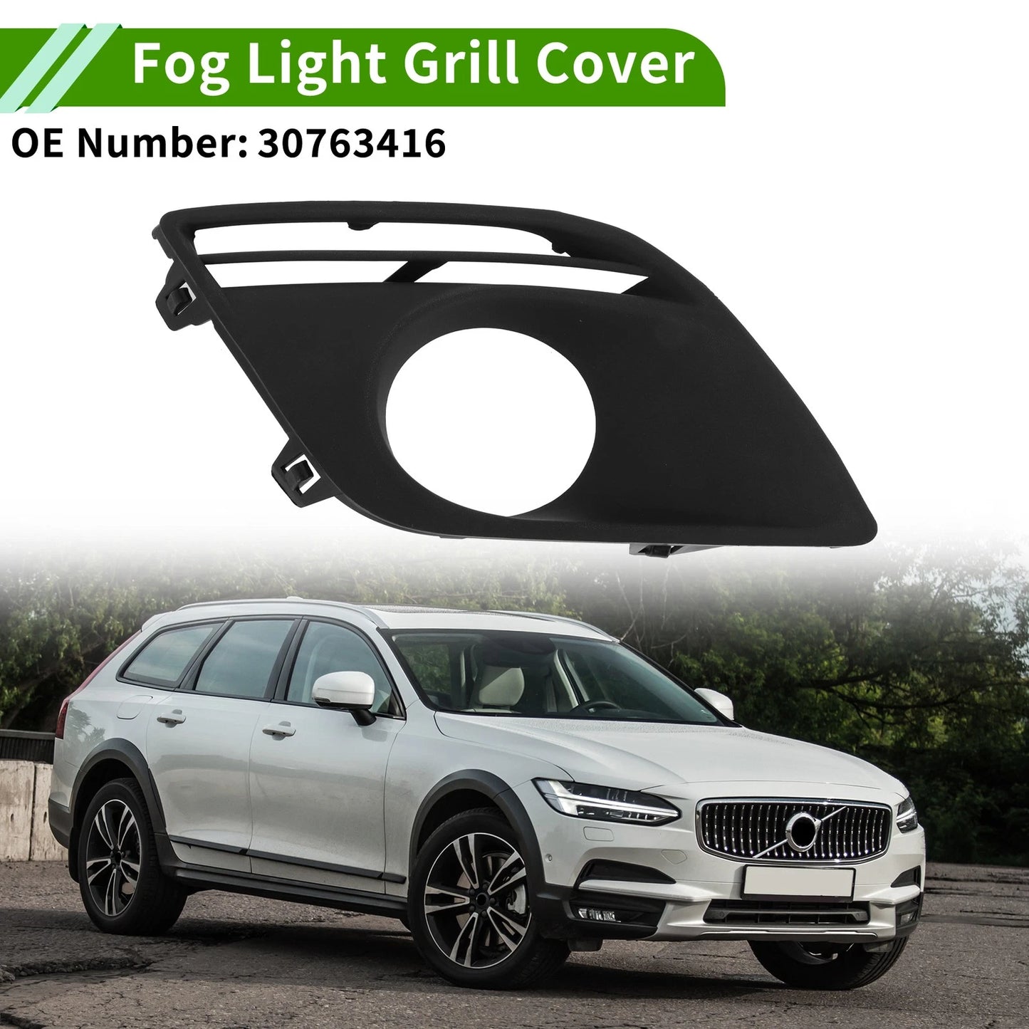 1 Pc Front Right Fog Light Grill for Volvo XC60 (2010-2016) Black