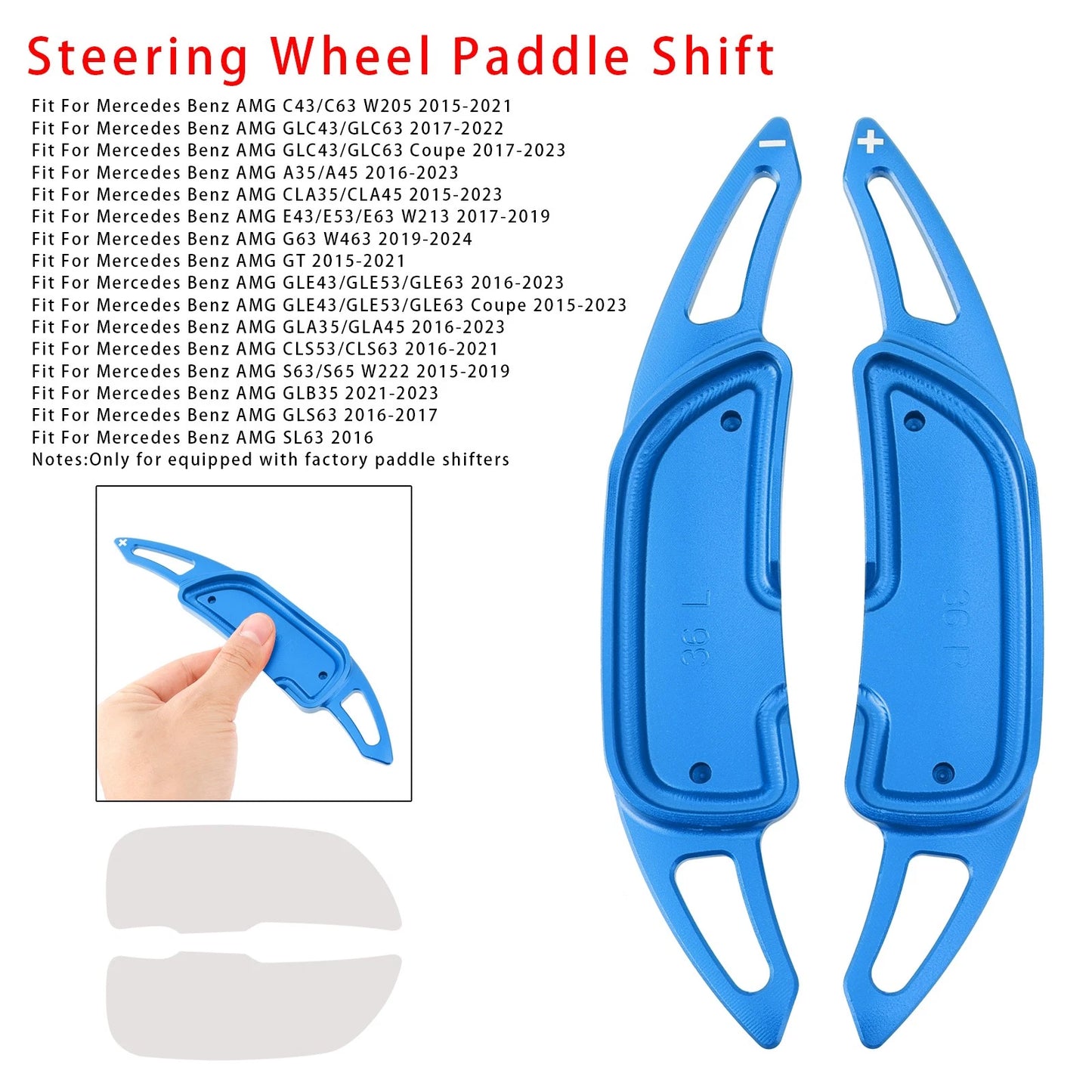 Shift Paddle Extensions for Benz AMG (Aluminum, Blue)
