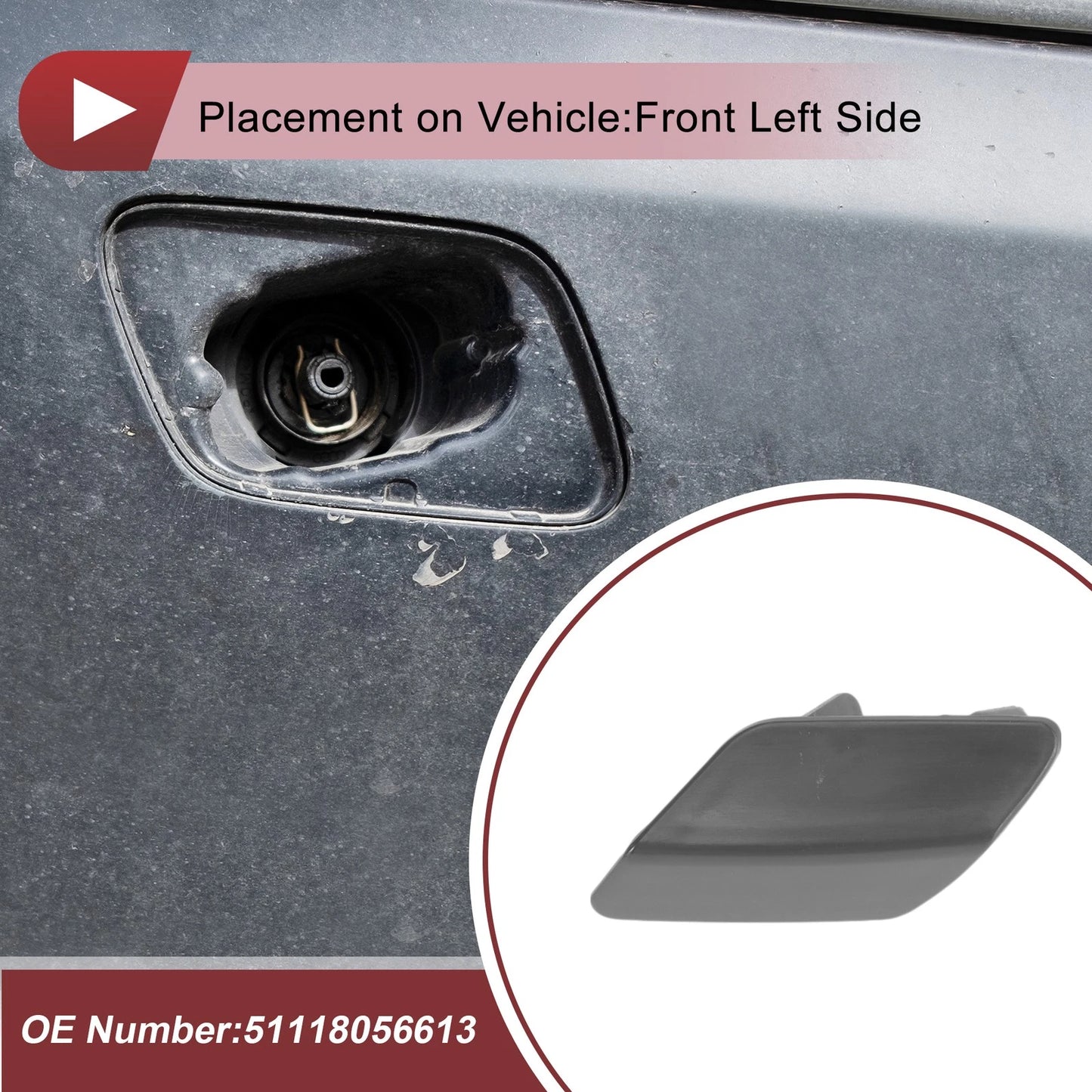 Front Left Bumper Trim Nozzle Cover No. 51118056613 for BMW 320i (2012–2019)