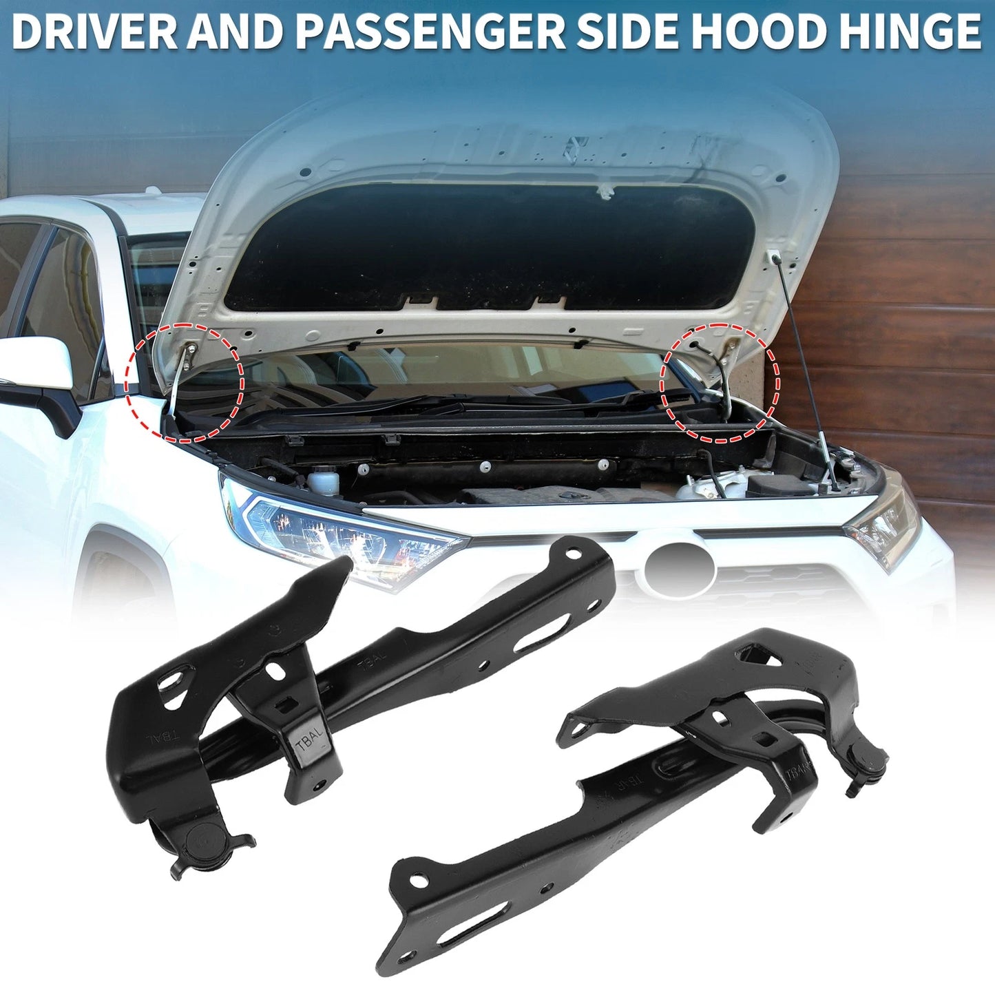 Hood Hinges for Honda Civic (2016–2021) 1 Pair Black