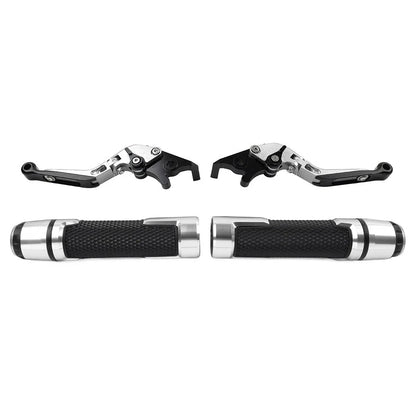 Silver Extendable Brake Clutch Levers & Handlebar Grips for BMW F900R (2020-2023)