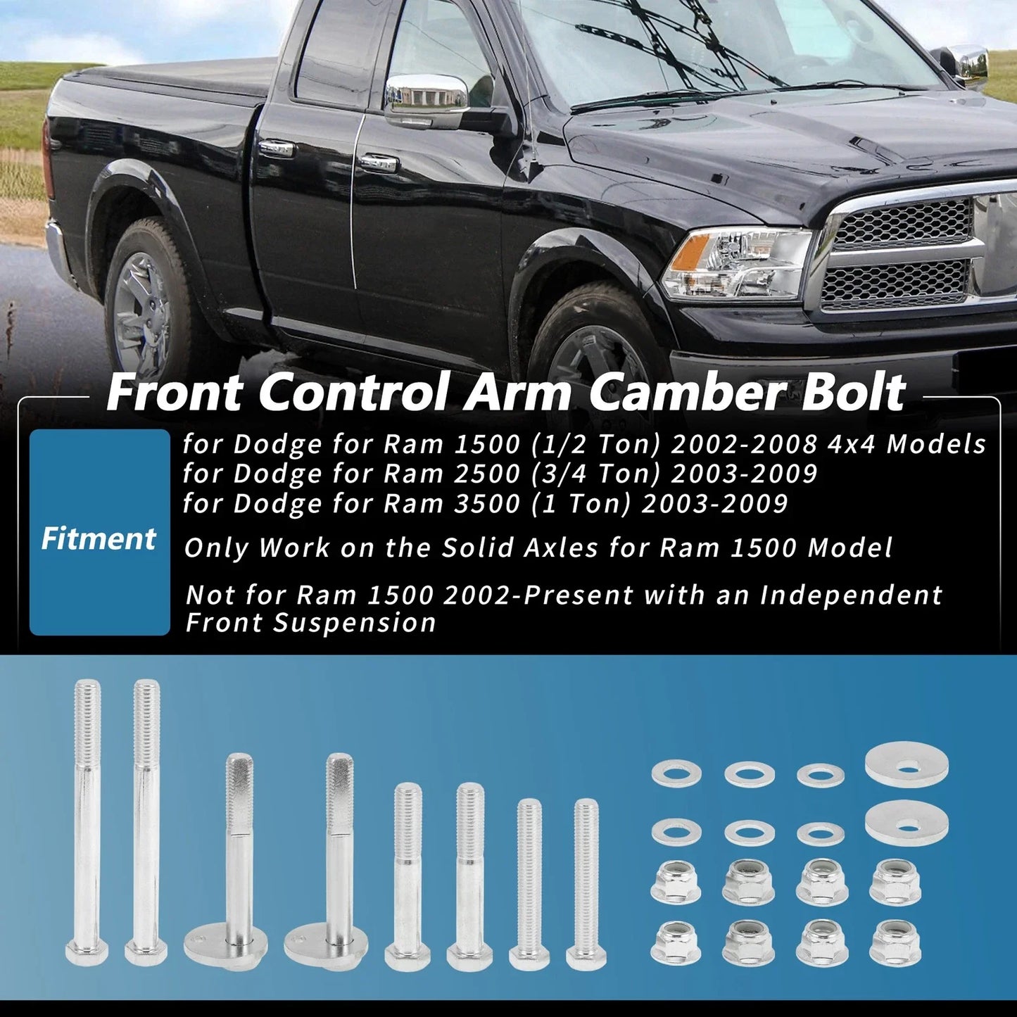 Front Control Arms Cam Bolt for Dodge Ram 1500 2500 3500 (2003-2009)
