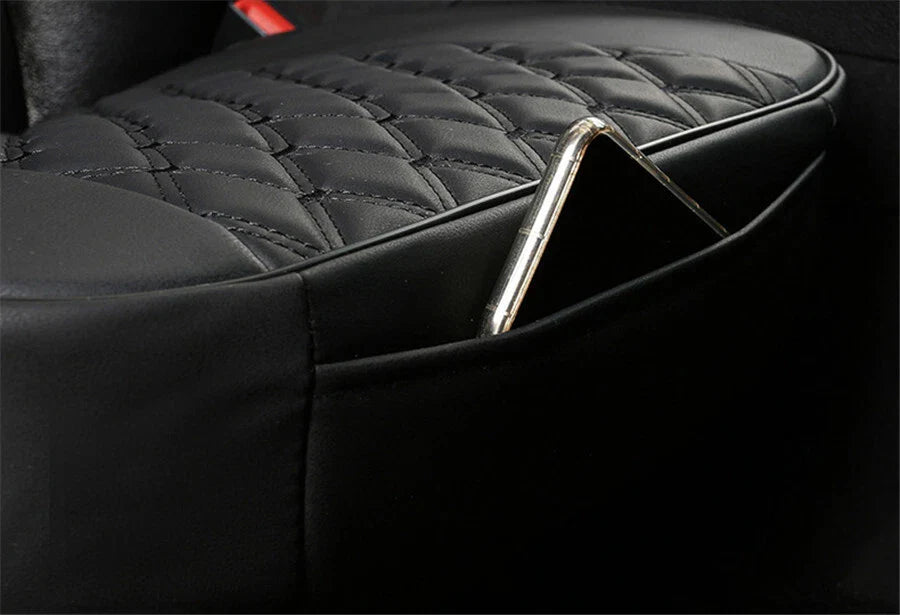Black PU Leather Front Seat Bottom Cover Pad for Universal Cars