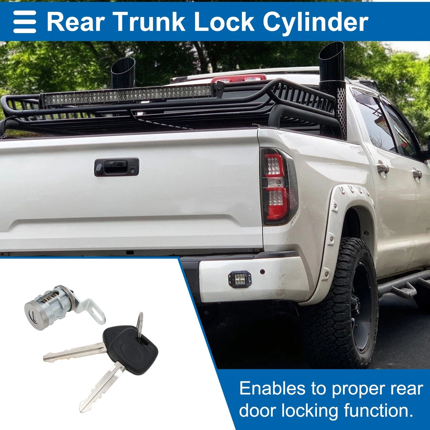 Trunk Lock Cylinder Set with Tailgate Lock & Keys for Toyota Tundra