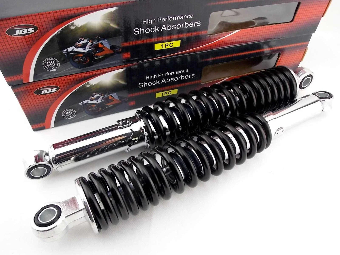 365mm JBS Black/Chrome Rear Shock Absorbers for Suzuki VX800 (1990-1991)