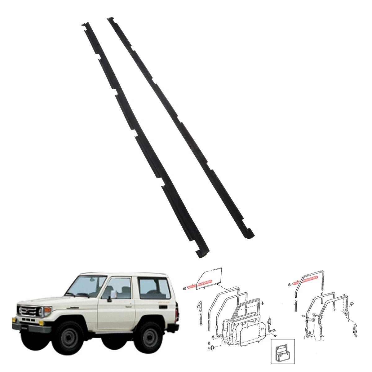 Front Door Glass Outer Weatherstrip for Toyota Land Cruiser (1980–1990)
