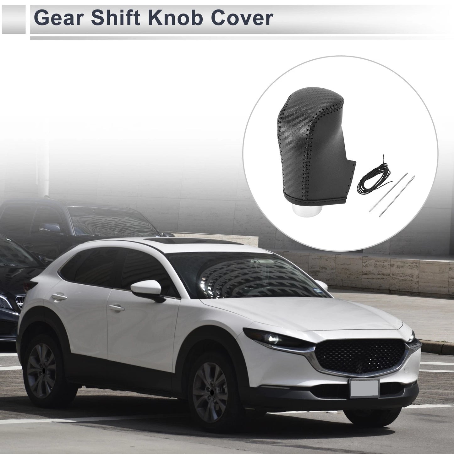 Gear Shift Knob Cover for Mazda CX-30 (2020–2021) Black Carbon Fiber