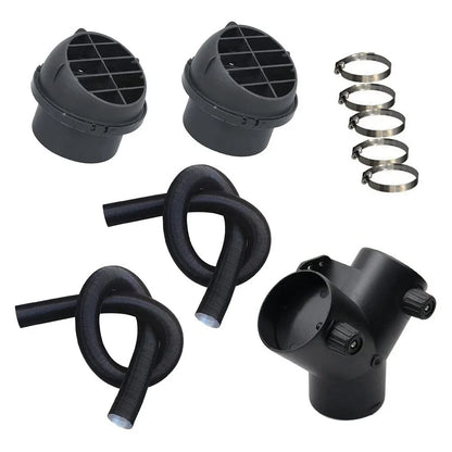 75mm Pipe Ducting Y Piece + Warm Air-Outlet Vent + Hose Clip for Diesel-Heater
