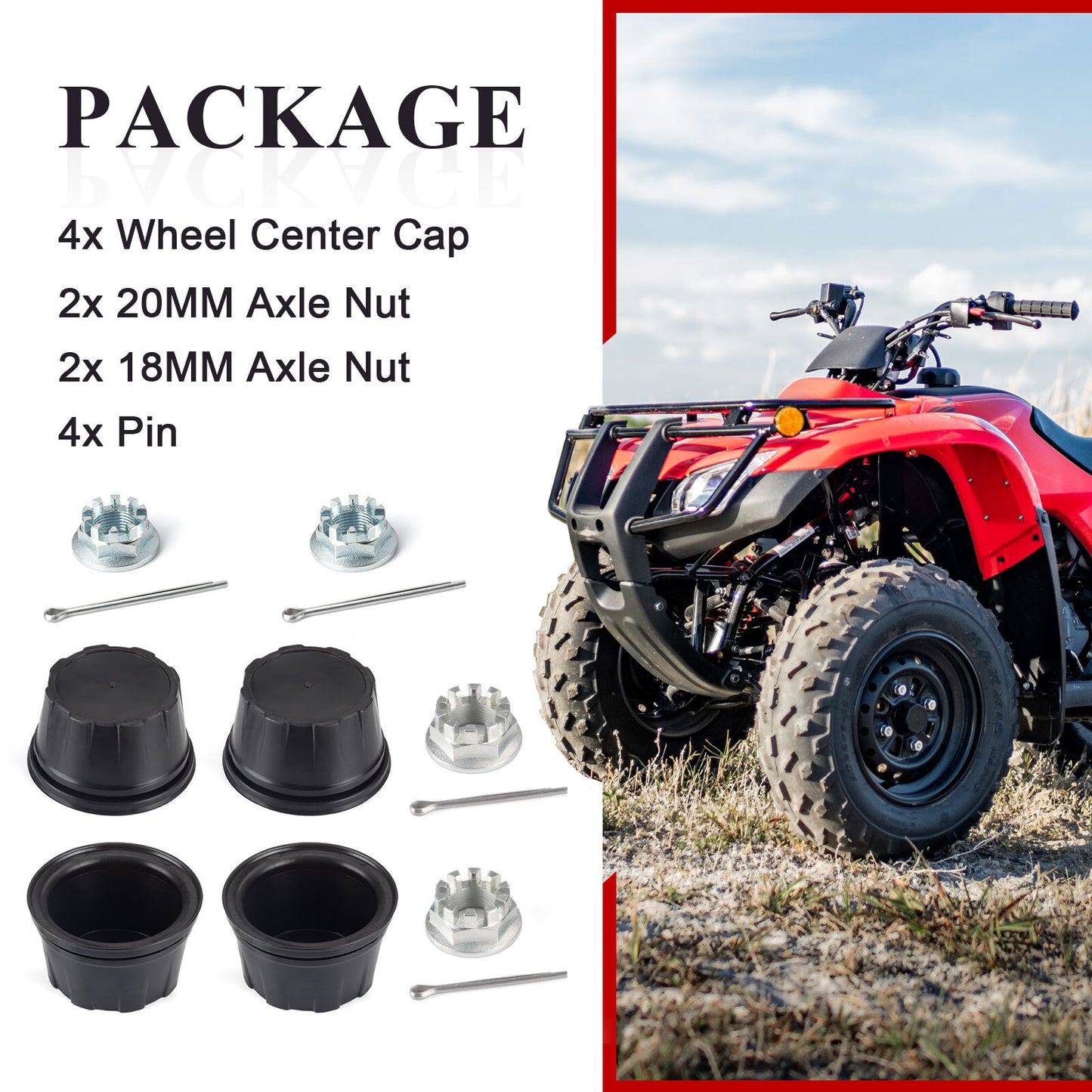 Set of 2 Front Rear Wheel Center Caps for Honda Rancher 350 (2000–2006)