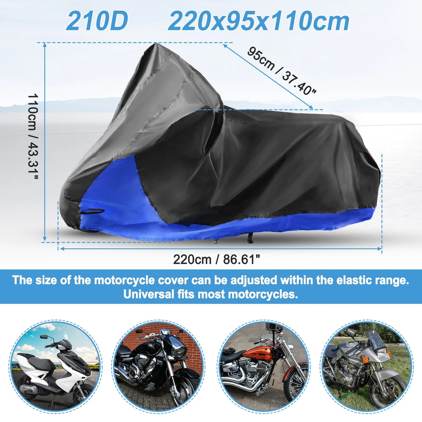 2 in 1 Storage Bag Motorcycle Cover for Yamaha R1 R6 R3 FZ-09 FZ-07 (2000–2023)