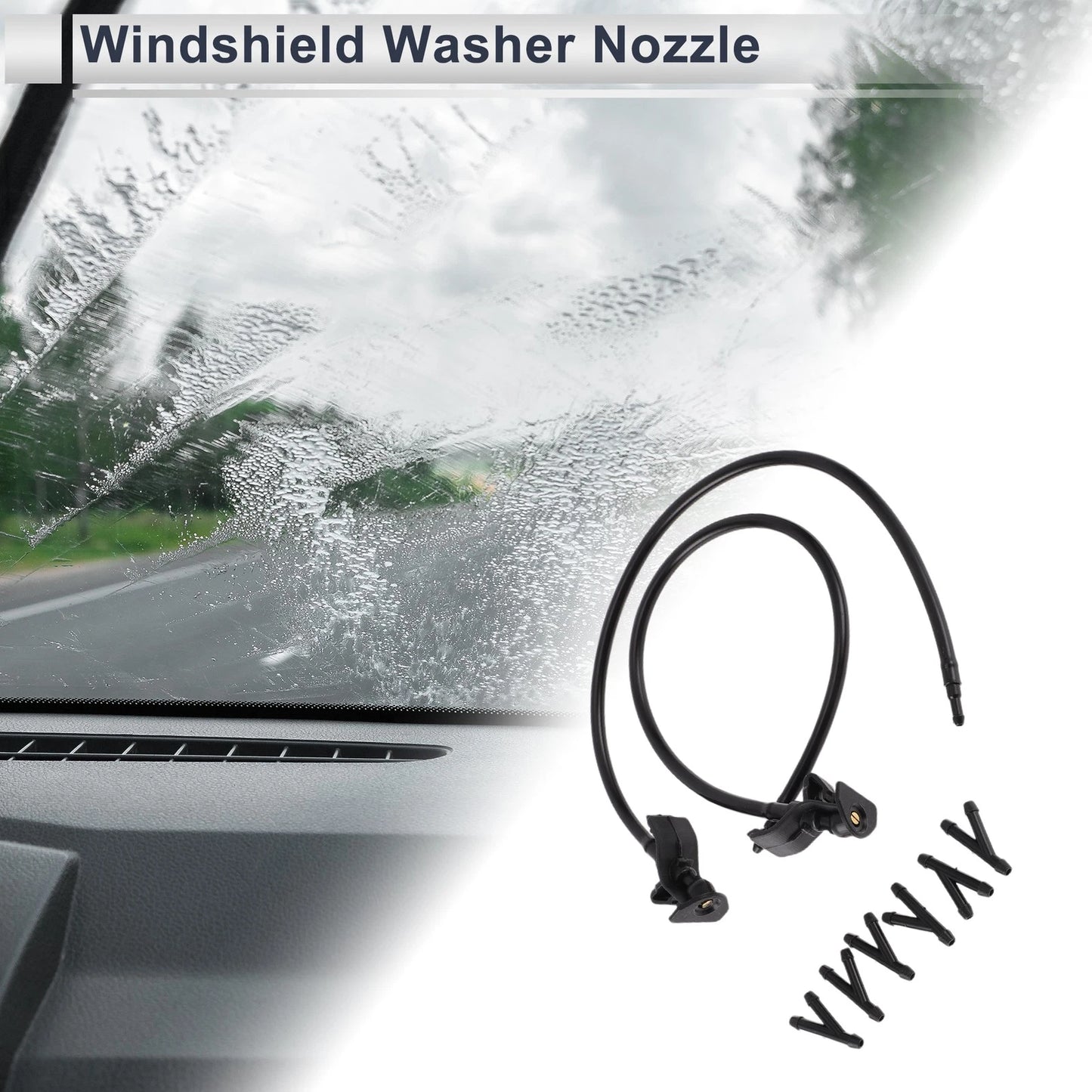 Set of 6 Windshield Washer Nozzles w/ Hose Connector for Ford  No.BB5Z17603A