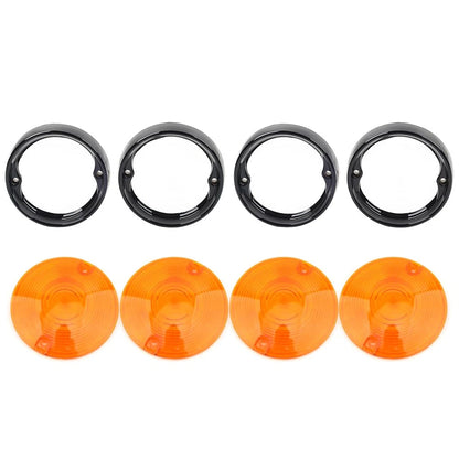 Set of 4 Turn Signal Light Lens Cover Bezel Visor Ring for Harley (1986–Present)