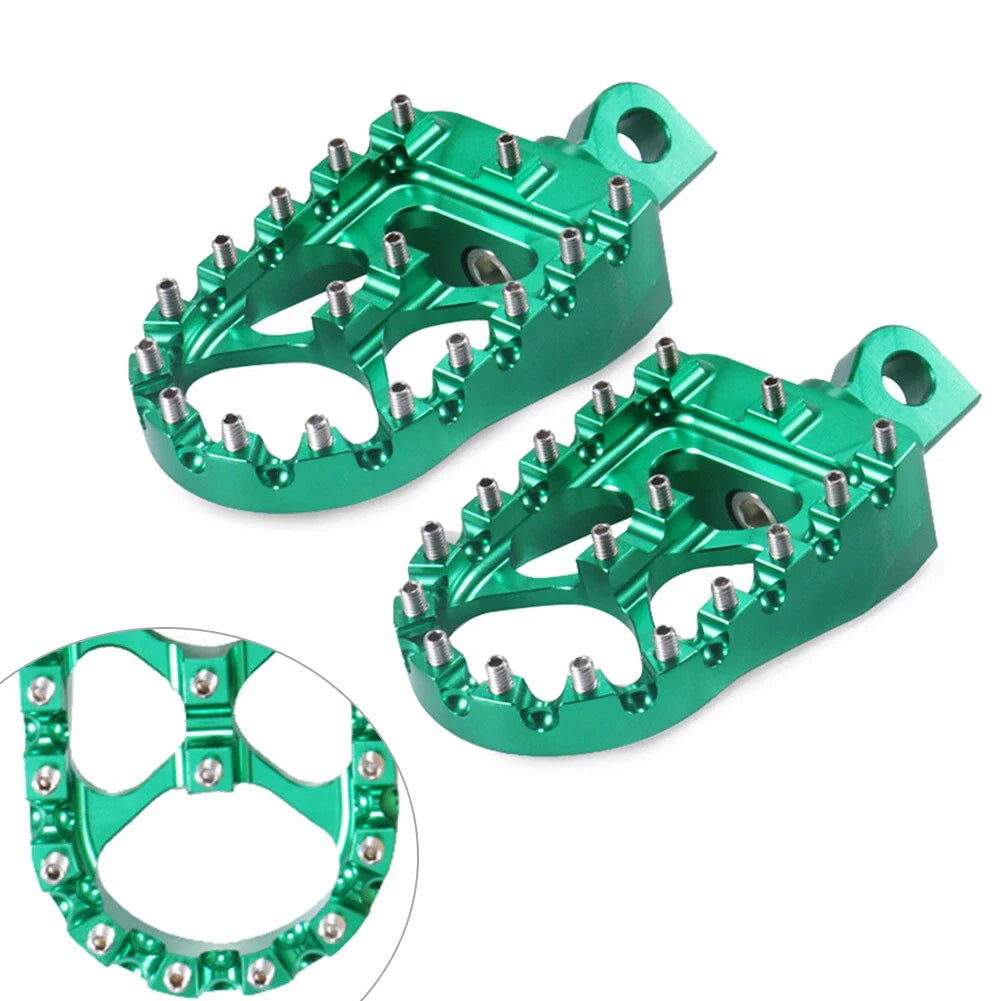 Green CNC Wide MX Style Foot Pegs for Harley Sportster Softail