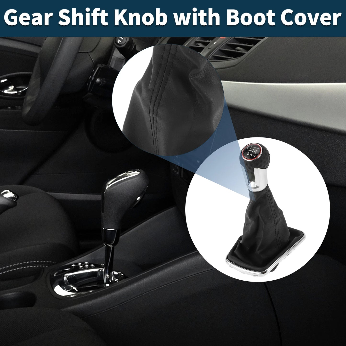 6 Speed Gear Shifter Knob with Cover for VW Jetta (1999–2004)