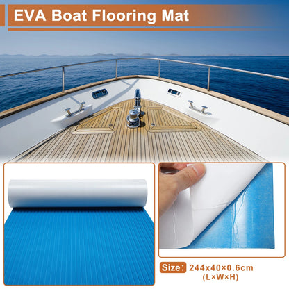 Self-Adhesive Boat Flooring Strip for Marine Use (96.06"L x 15.75"W) Blue