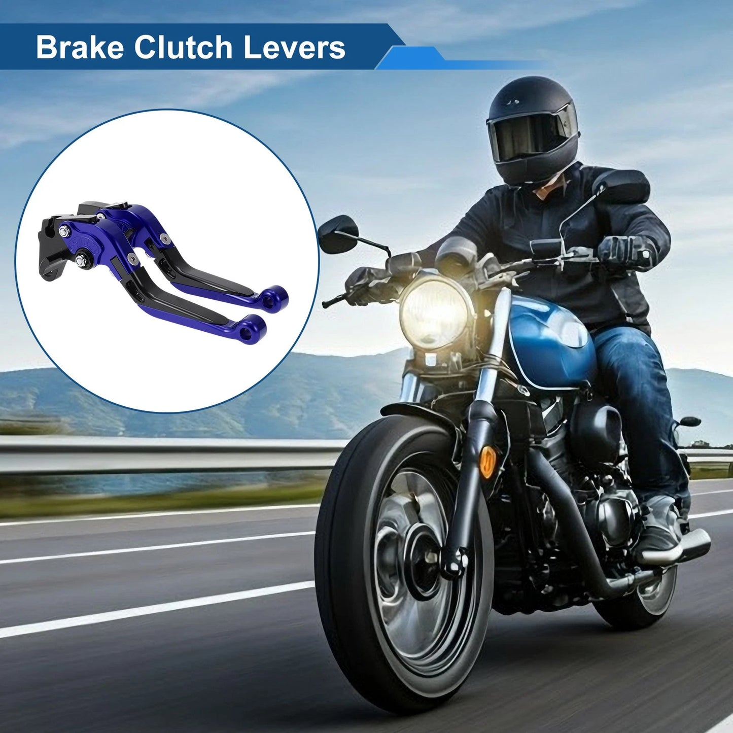 Adjustable Brake Clutch Lever for Yamaha WR125X (2009–2015) Blue Black