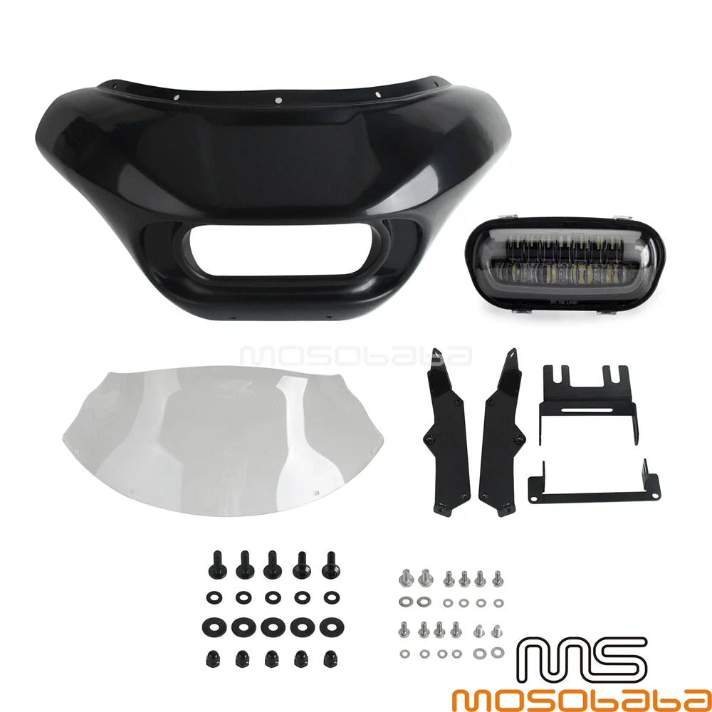 Front Fairing Windshield w/LED Headlight for Harley Softail Fat Bob (2018)