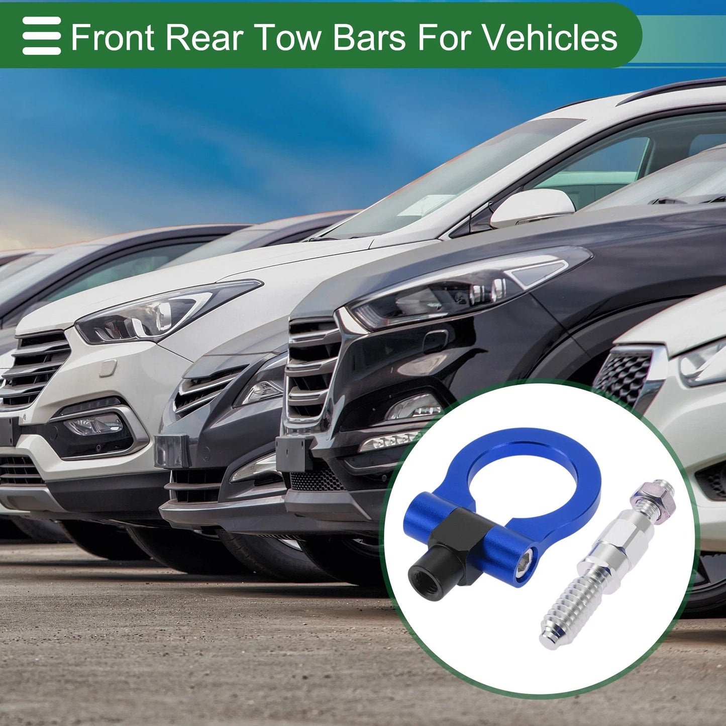 Tow Hook Set for Ford Focus (1998–2025) 15.6mm Aluminum Alloy Blue