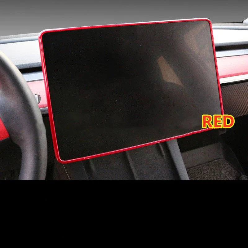 Red Navigation Screen Display Protector Frame Cover for Tesla Model Y