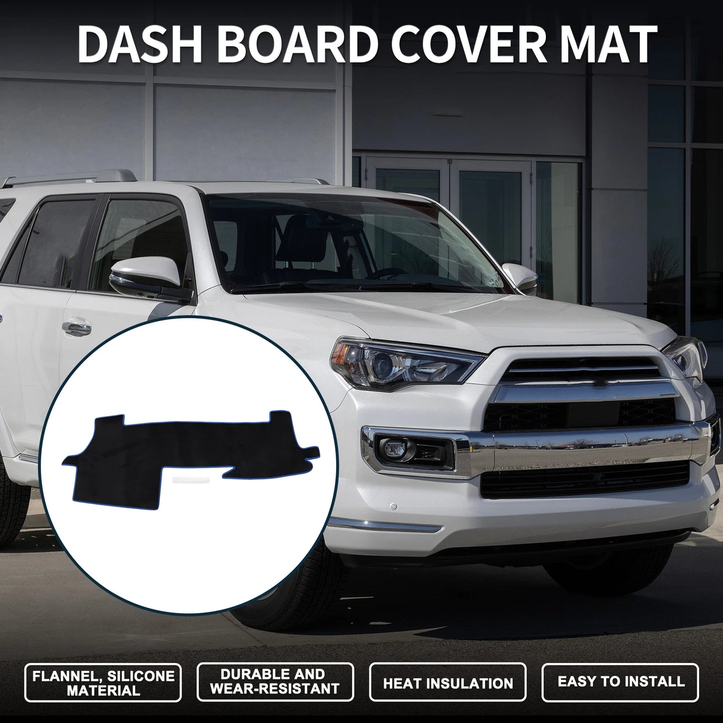 Dashboard Cover Mat for Toyota Mark X (2004–2020) Black Blue Set of 1
