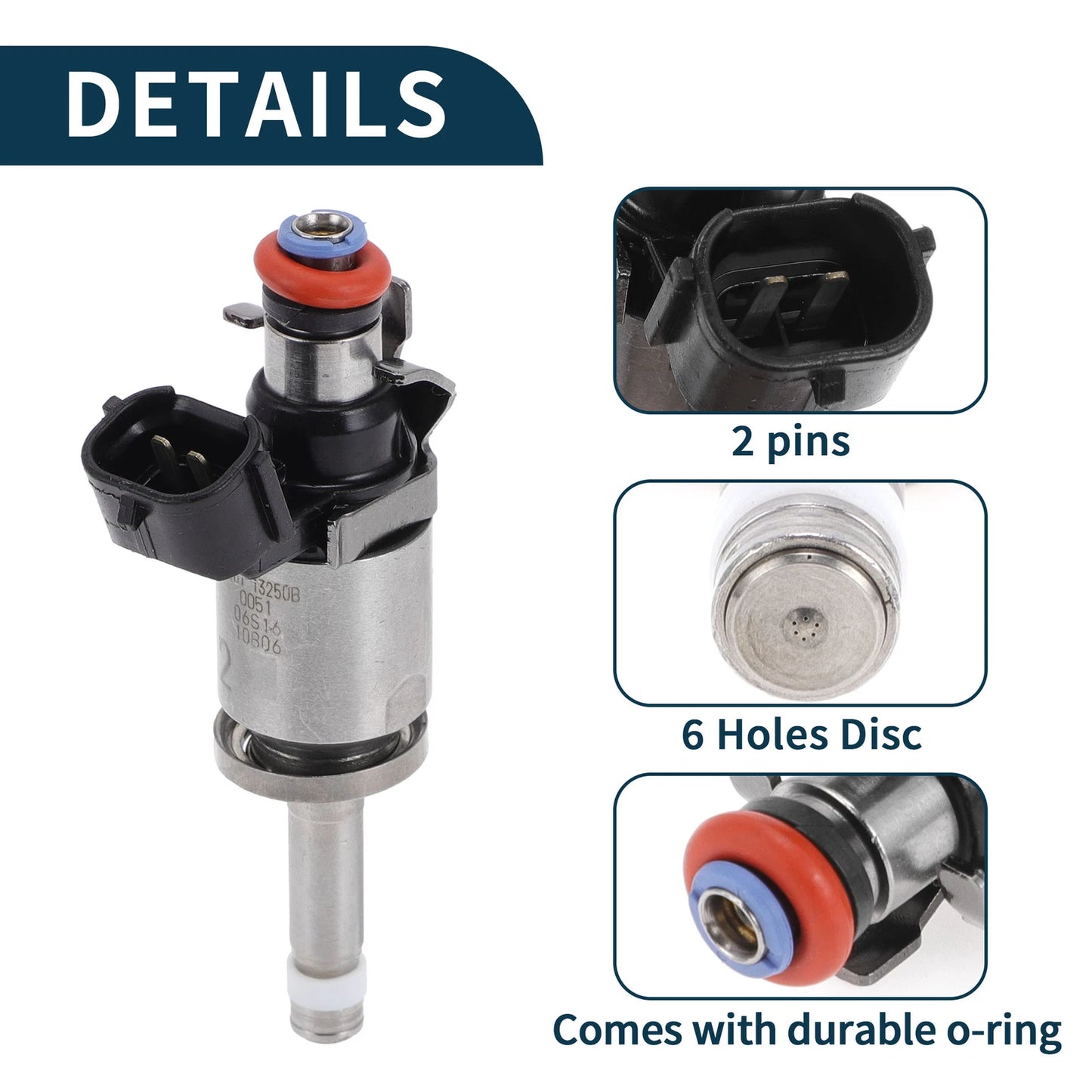 Fuel Injector No.PE0113250B for Mazda CX-5 Sport (2013–2016) 1 Pc Black