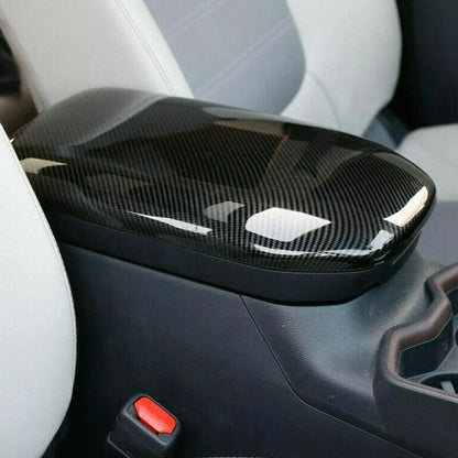 Carbon Fiber ABS Armrest Box Decor Cover Trim for Toyota RAV4 (2019–2023)