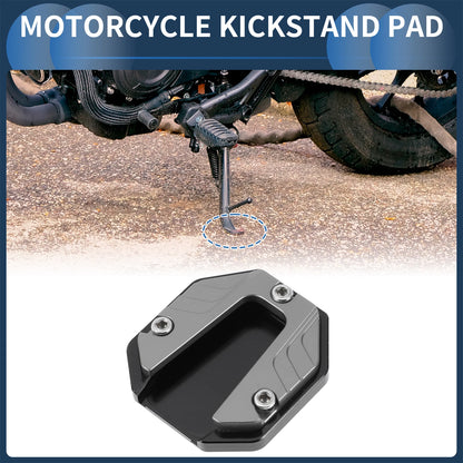 Set of 1 Kickstand Pad for Motorcycle (Aluminum Alloy, Titanium Tone)