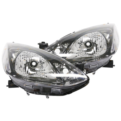 Set of 2 Black Headlights for Mazda 2 (2007–2014)