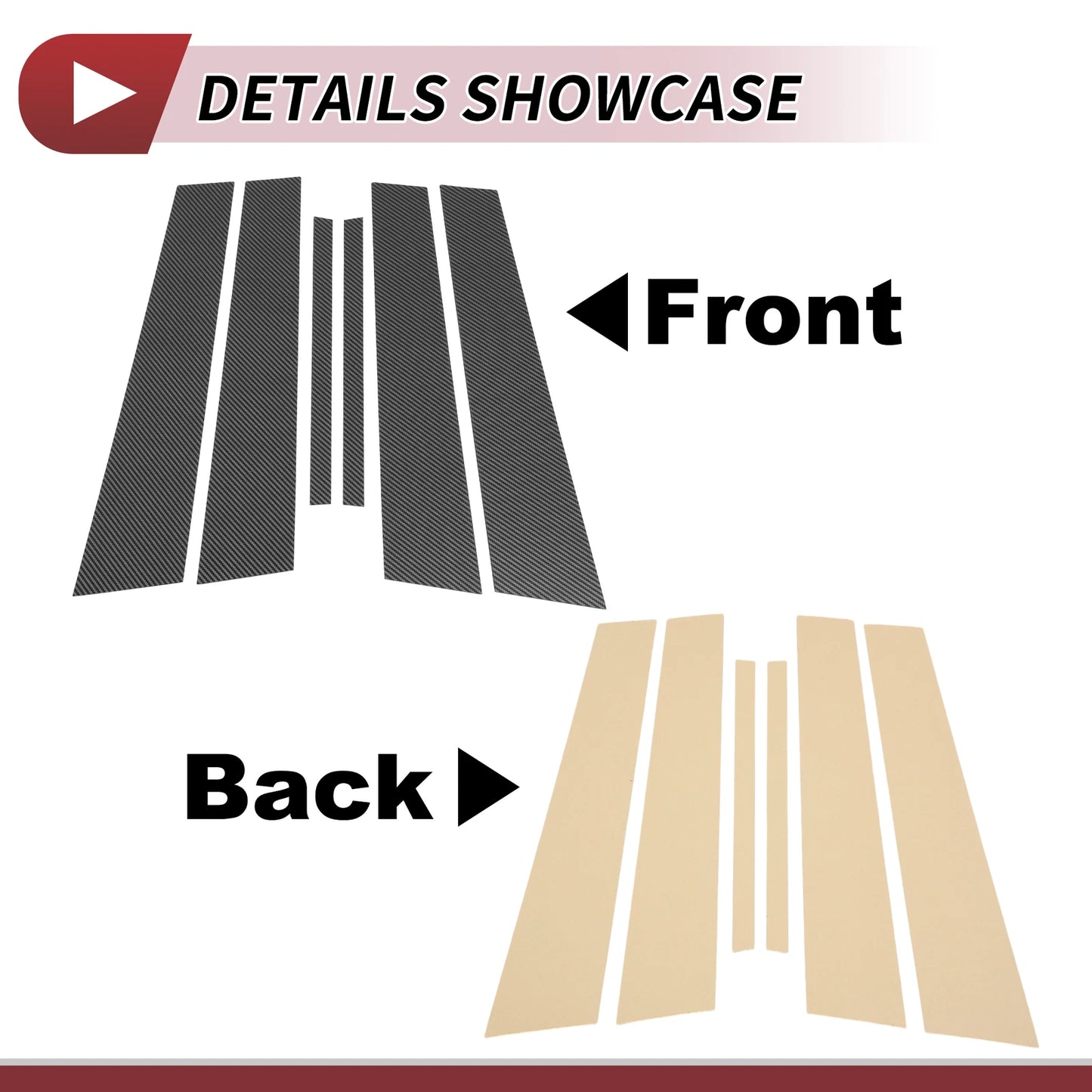 6 Pcs Door Pillar Window Trim for Nissan Maxima (2016–2023) Carbon Fiber