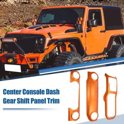 3pcs Dashboard Gear Shift Panel Cover for Jeep Wrangler JL/JLU Gladiator JT (2018–2023)