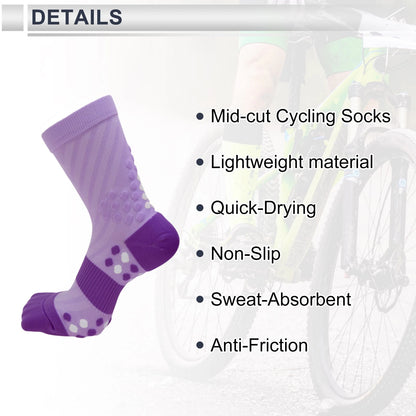 Cycling Socks Quick-Drying Size L Mid-Cut Purple (2023)
