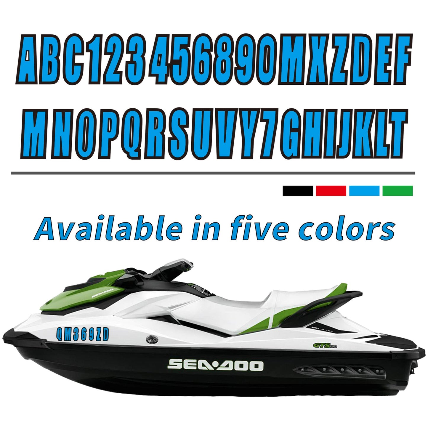 Set of 4 Custom Boat Registration Numbers Decal Stickers A-Z & 0-9