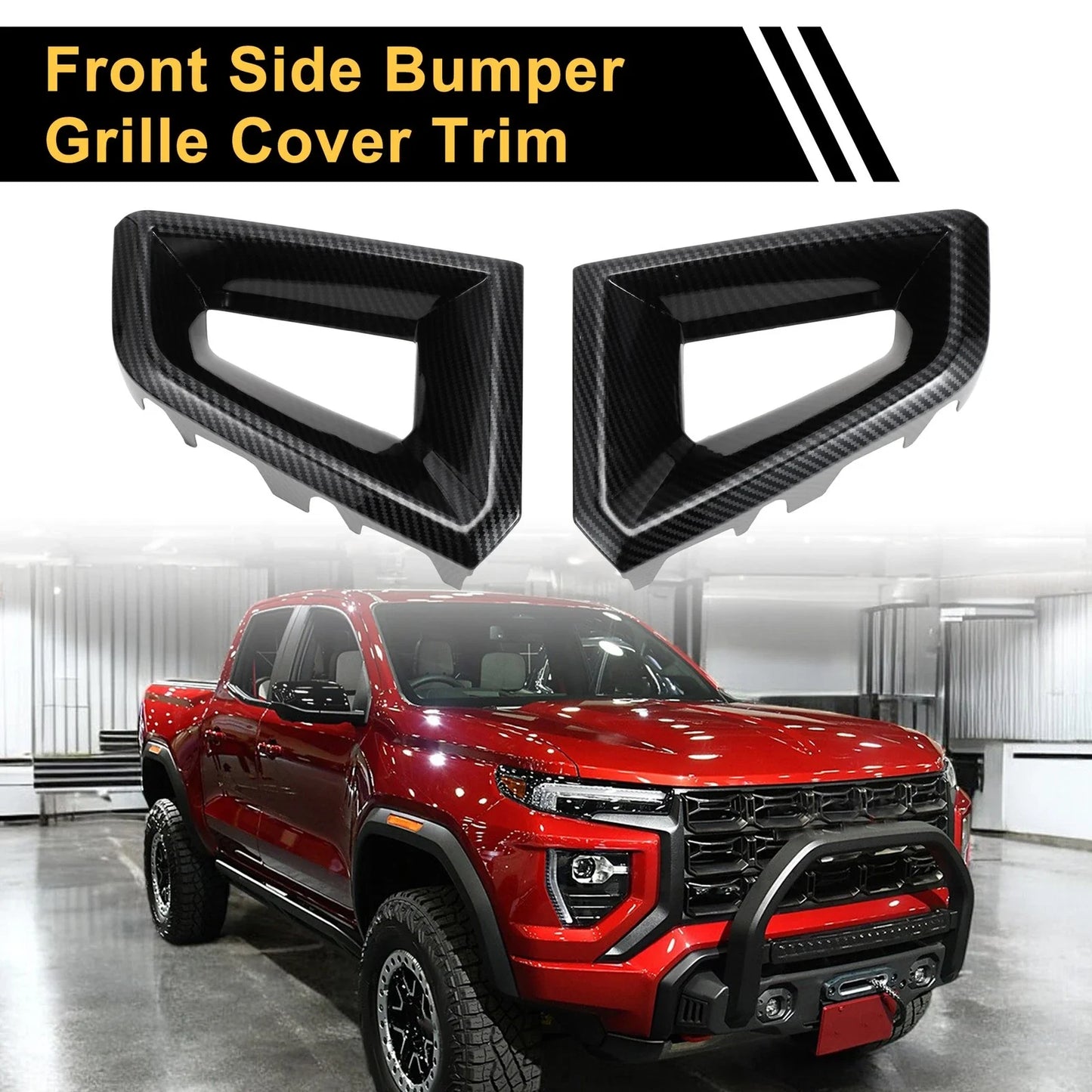 Front Side Bumper Grille Cover for Chevy Colorado (2023-2024) Carbon Fiber
