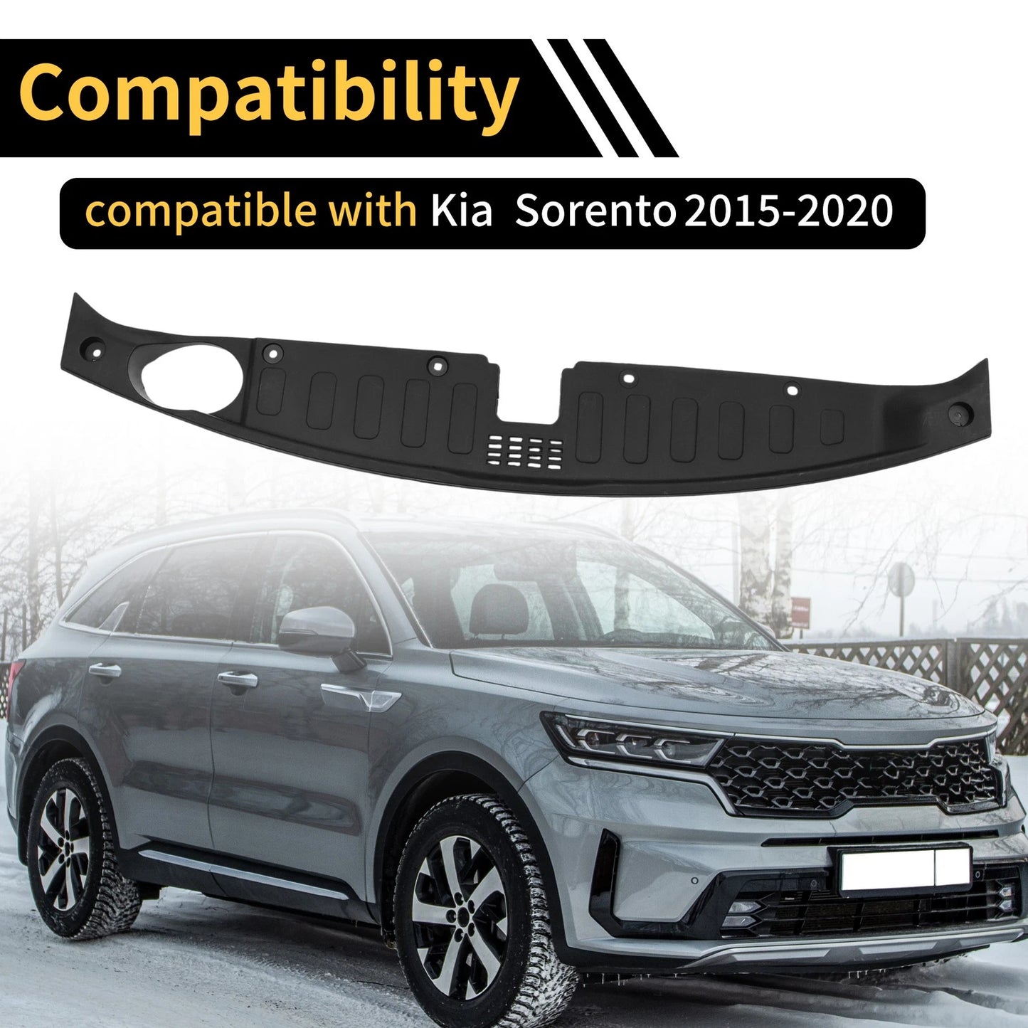Radiator Support Cover for Kia Sorento (2015–2020) No. 863661U500, ABS Black