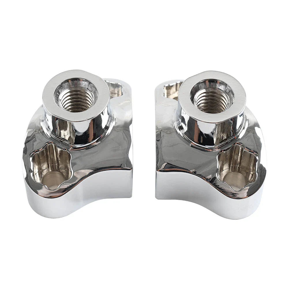 1" CNC Handlebar Risers w/Mount Screws Chrome for Harley Davidson
