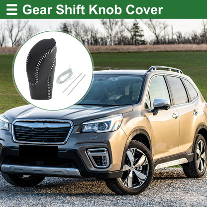 Gear Shift Knob Cover for Subaru Forester (2018–2023) Black Grey Faux Leather