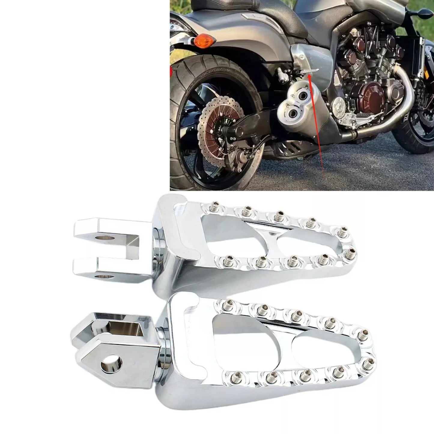 1 Pair Chrome Rear Footpegs for Yamaha FZ6/S FAZER (2004-2014)