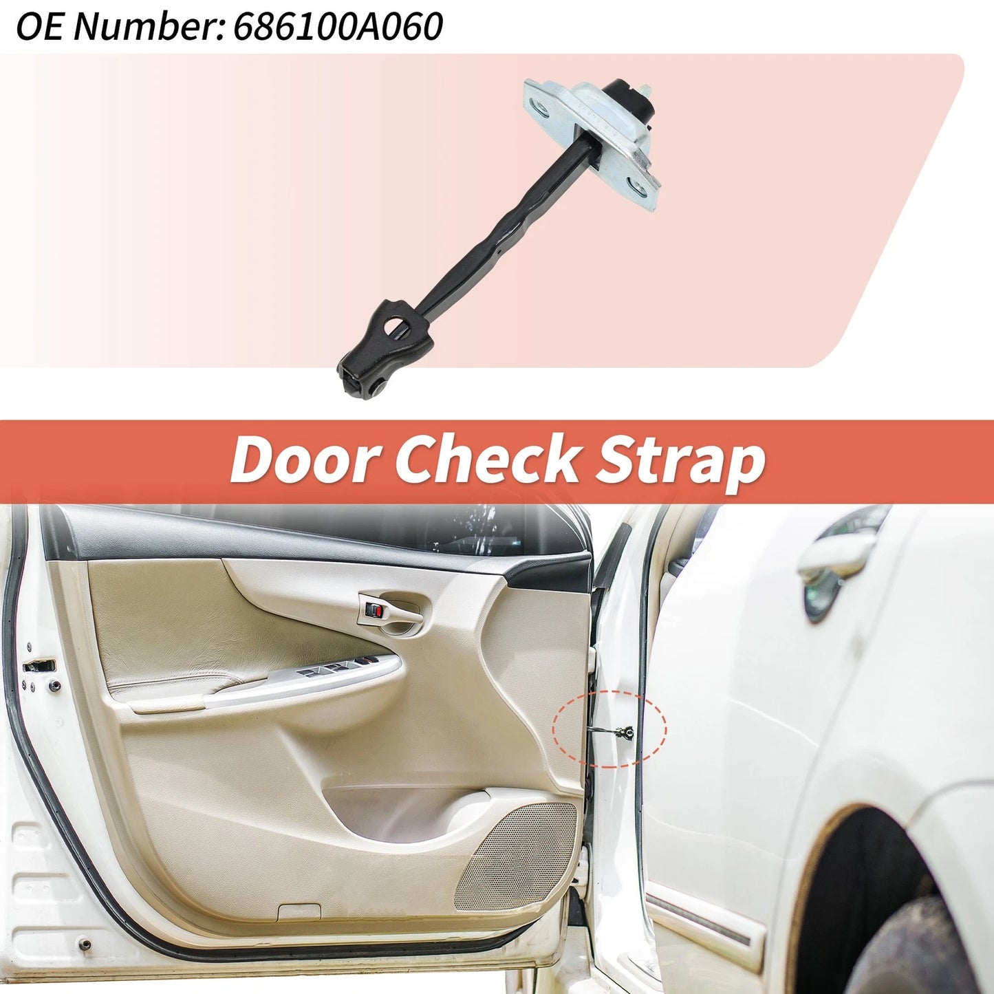 Set of 2 Door Check Straps for Toyota Corolla (2013–2019) No.686100A060