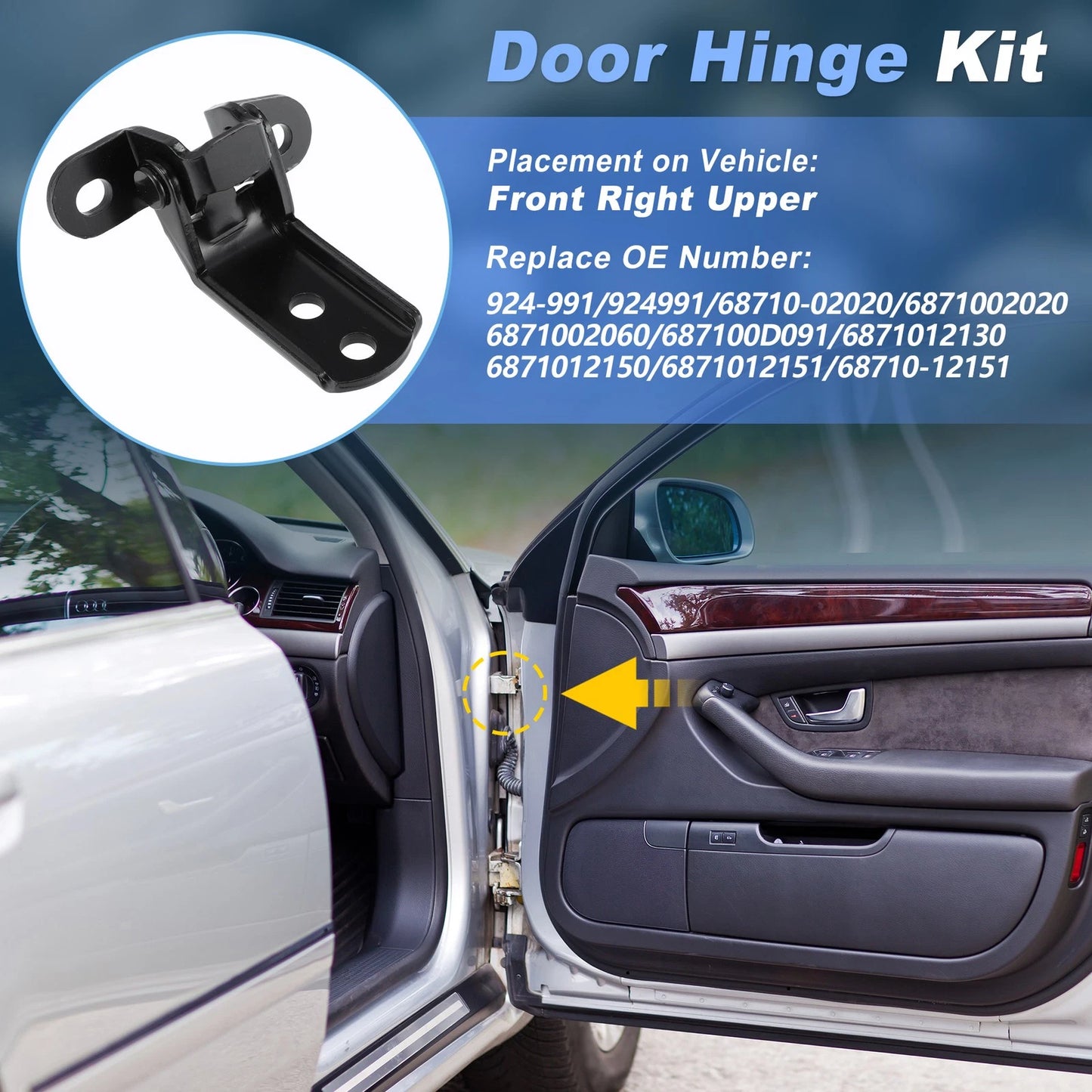 Upper Door Hinge Assembly for Toyota 4Runner Camry Tacoma (1996–2023) 924-991 68710-02020