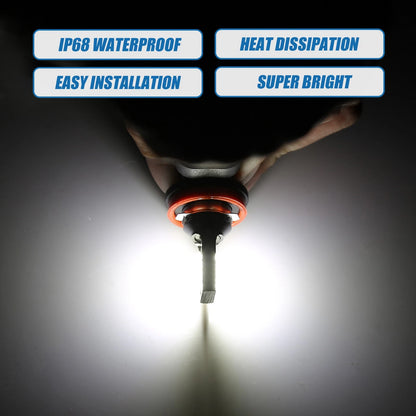 Pair H8/H11 Fog Light Bulbs 1200 Lumens 3030 Chips for Car