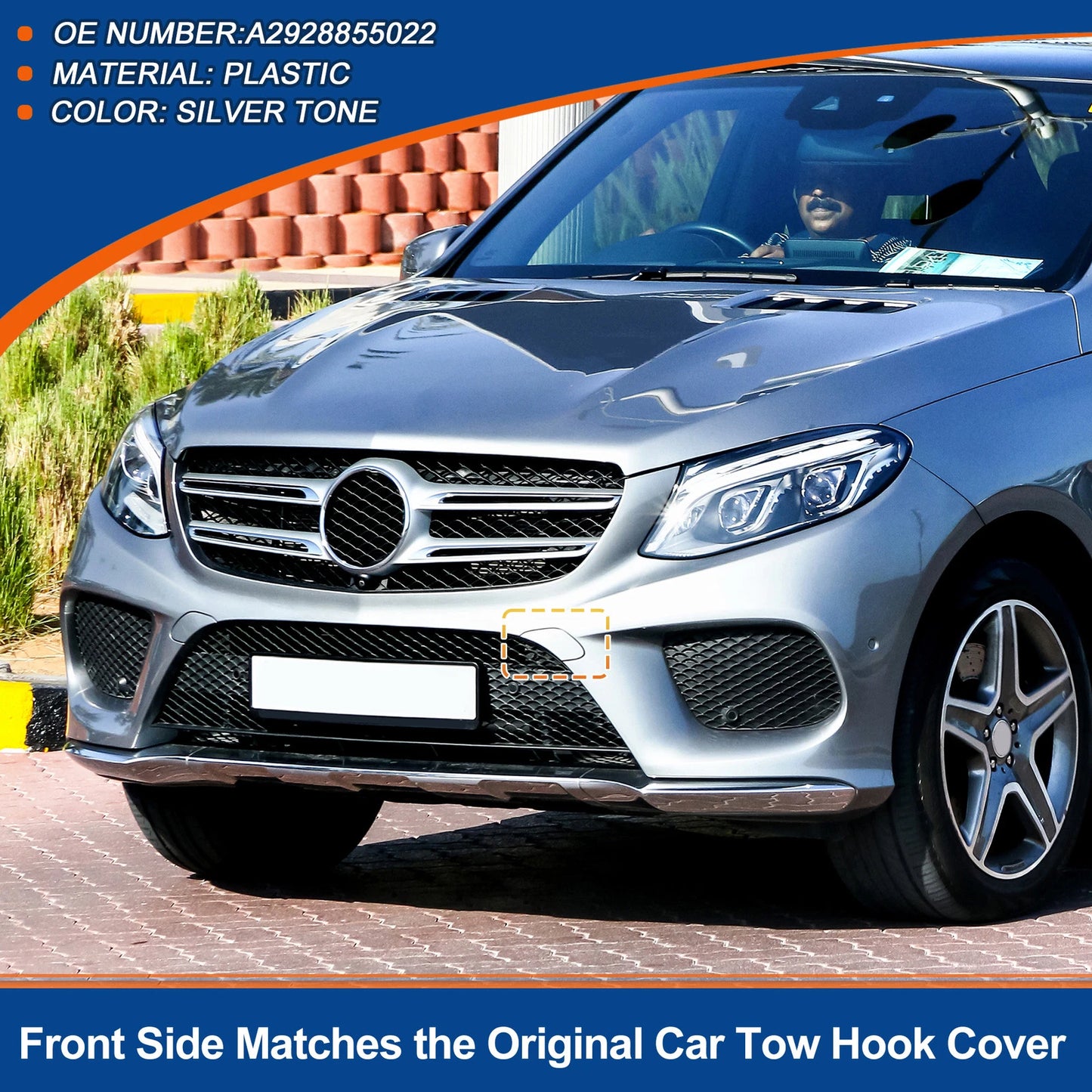Tow Hook Cover for Mercedes-Benz GLE (No.A2928855022) (2016–2023) Silver Tone