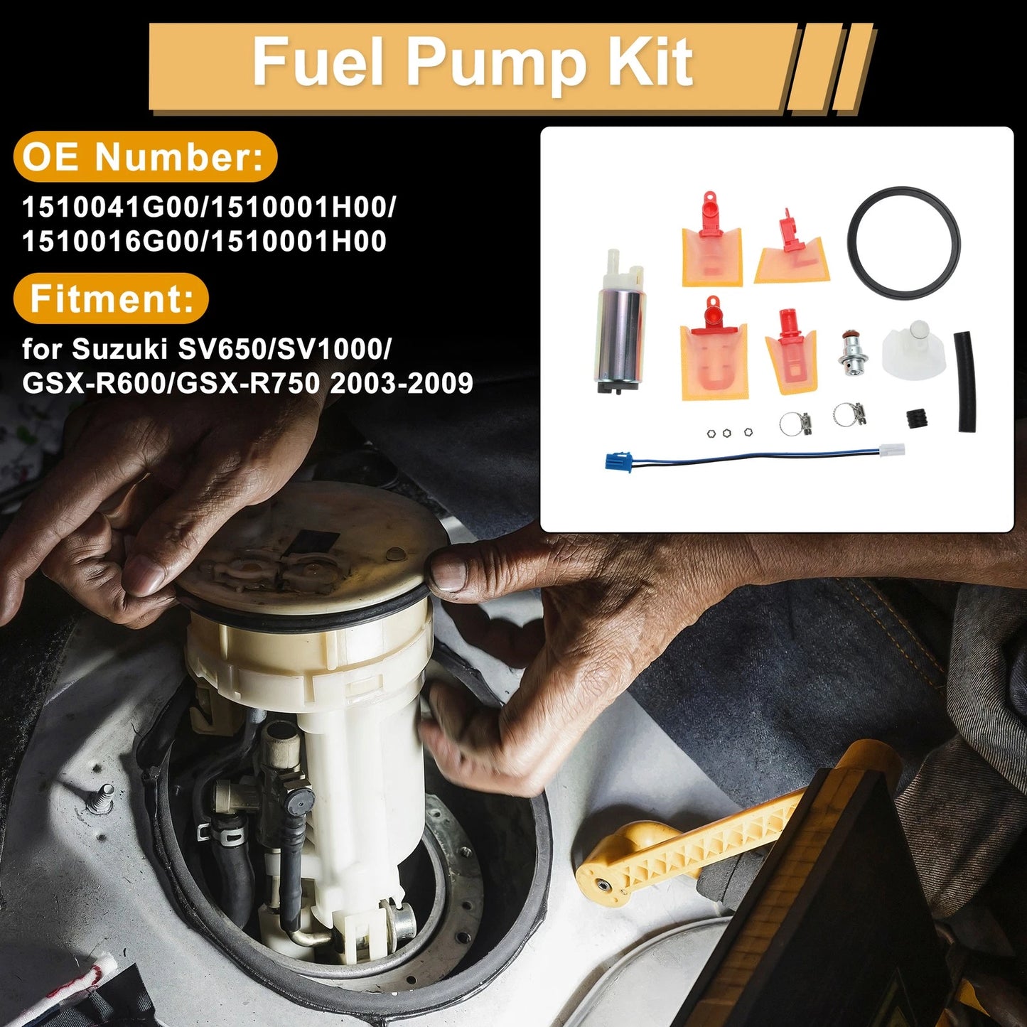 Fuel Pump for Suzuki SV650/SV1000/GSX-R600/GSX-R750 (2003–2009) Replaces 1510041G00