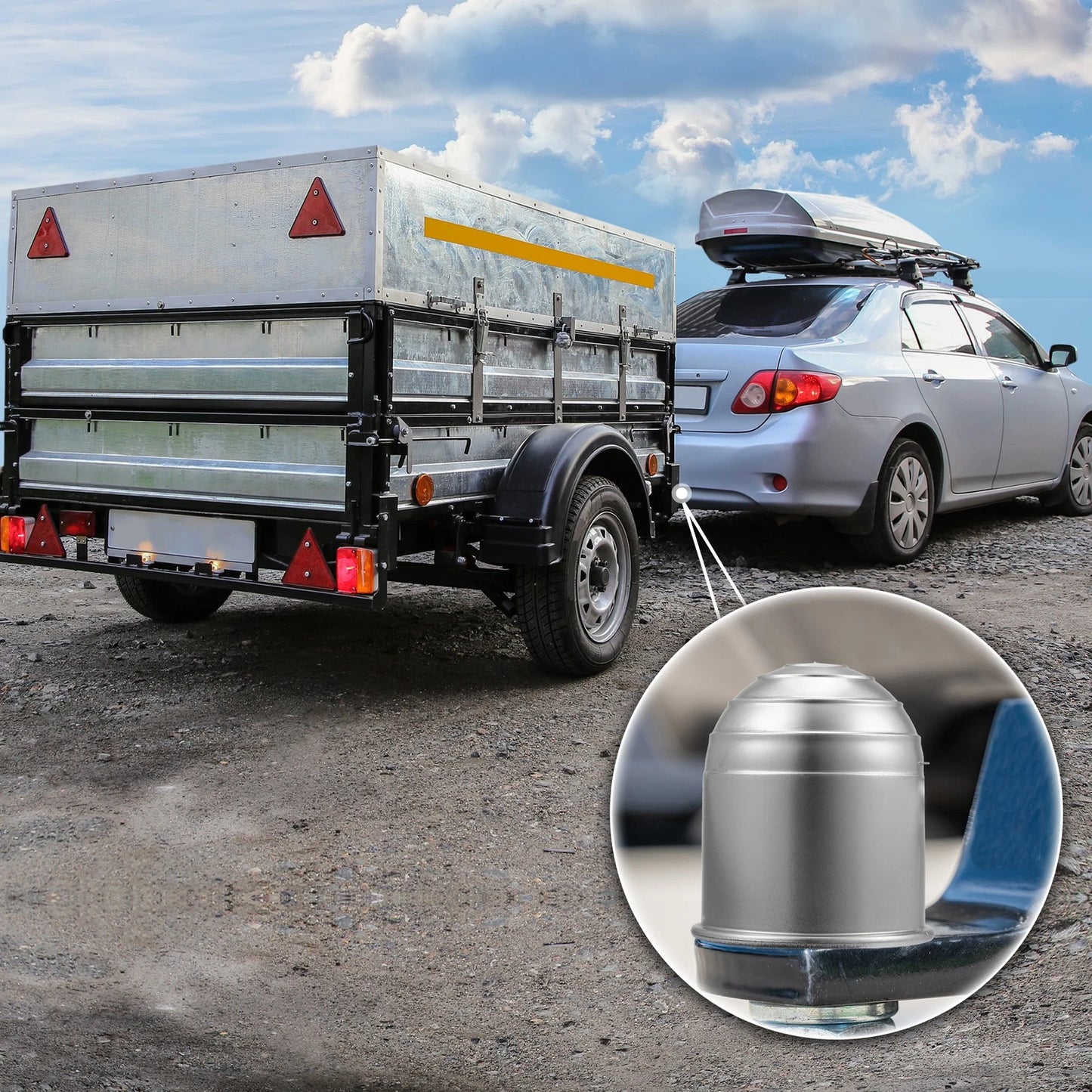 2X Universal Trailer Hitch Ball Cover 50mm ID Silver Tone
