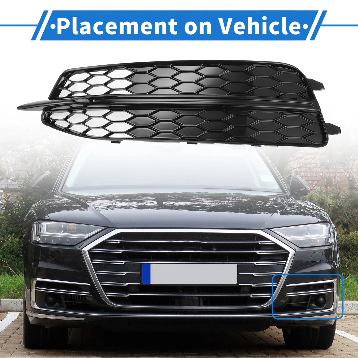 1pc Front Left Fog Light Grill for Audi A6 C7 (2011–2014) No. 4G0807681D Black