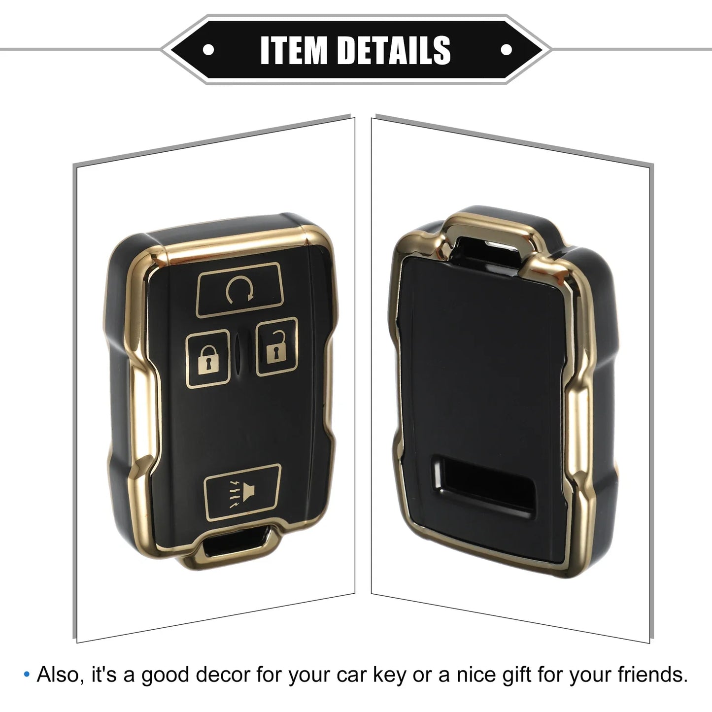 TPU Black 4 x Button Remote Keyless Key Fob Cover for Chevy Suburban & GMC