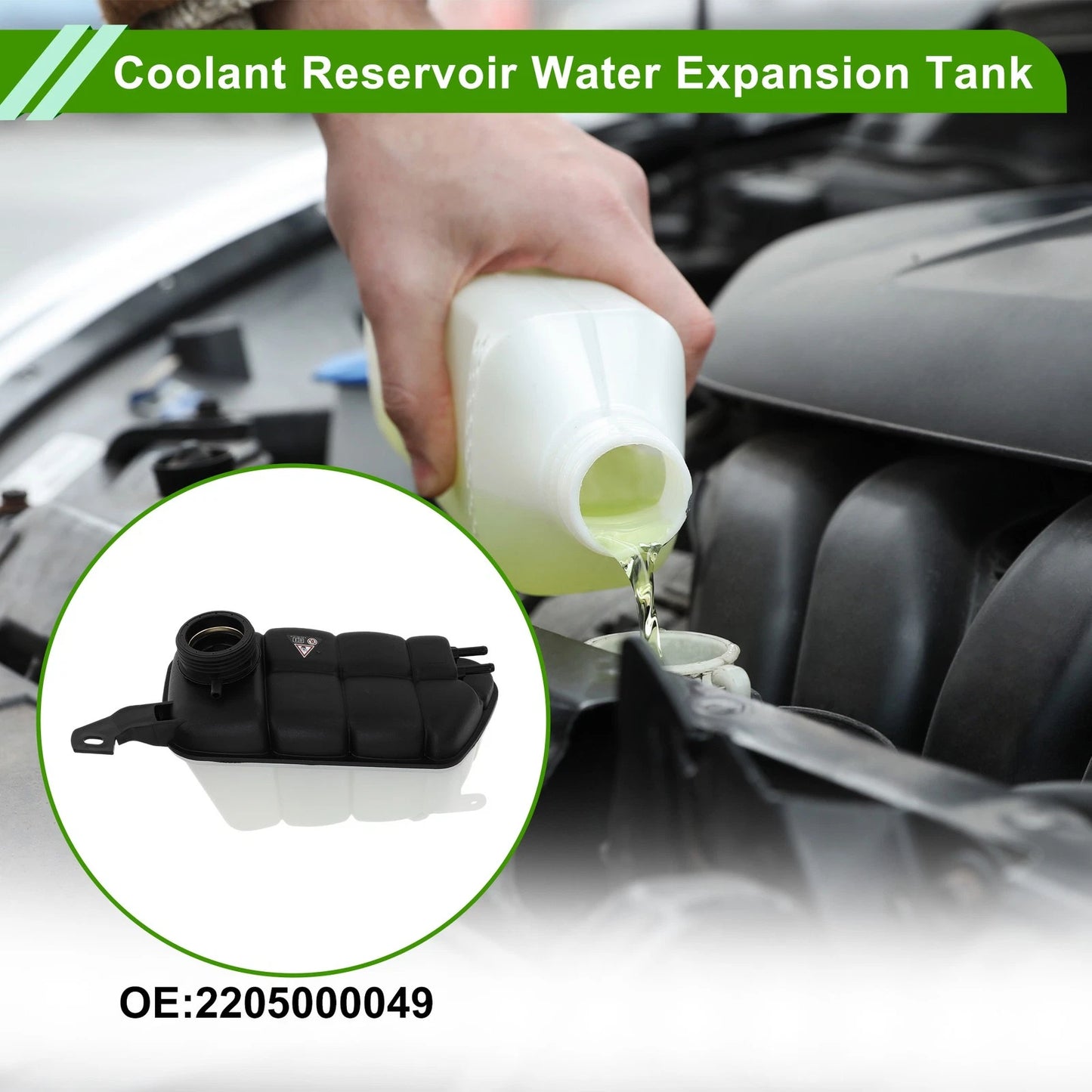 Coolant Expansion Recovery Overflow Tank No. 2205000049 for Mercedes-Benz CL500 (2000–2006)