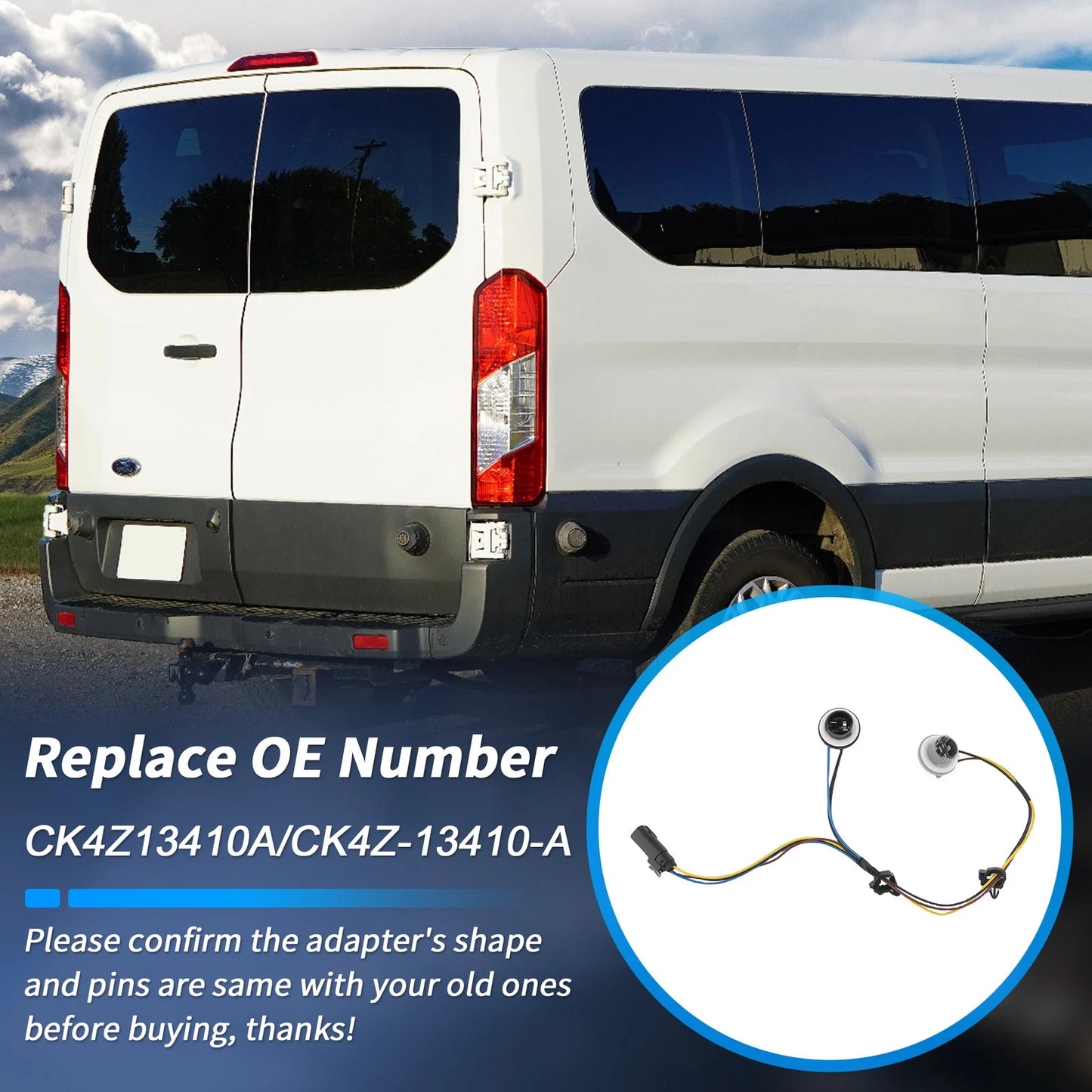 Tail Light Socket Wiring Harness for Ford Transit 150/250/350/350HD (2014–2023) CK4Z-13410-A