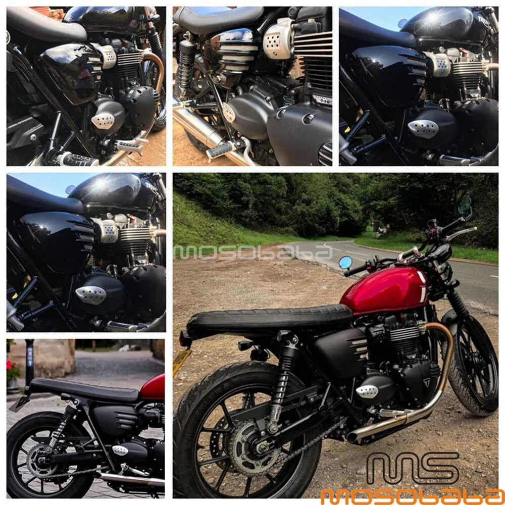 Ribbed Side Battery Panels for Bonneville Street Twin / Street Cup 900 (2016-2021)