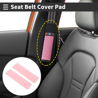 Set of 2 Light Pink Chenille Seat Belt Cover Pads